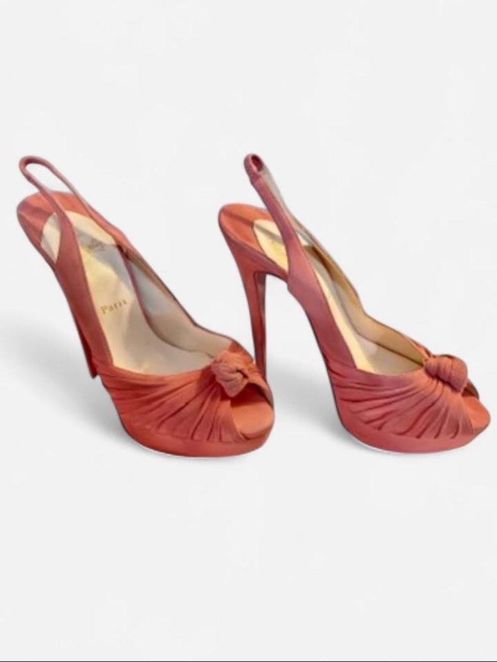 Christian Louboutin Coral Knot Peep-Toe Slingback Heels